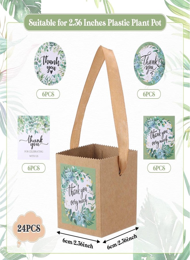 DARCKLE 24pcs Succulent Wrap Bags Bulk,with 4 Styles Thank You Stickers，Mini Kraft Paper Succulent Gift Box Basket,Succulent Gift Box Fits 2.5 Inch Pots Wedding, Baby Shower, Succulent Party Favors for Guests - Image 2